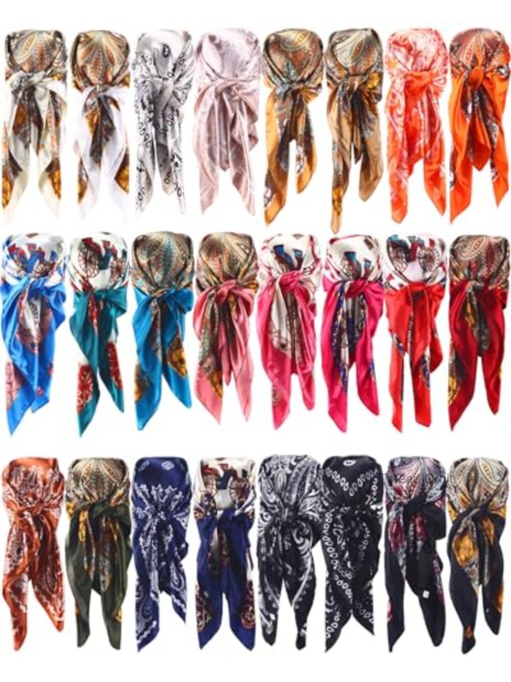 35 Inch Satin Silk Head Wraps Large Square Scarves for Women